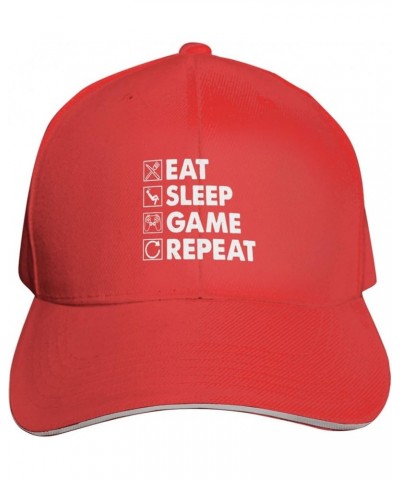 Eat Sleep Game Repeat Baseball Cap for Men Women Trucker Hat Adjustable Sports Hats Casual Caps Red $8.88 Baseball Caps