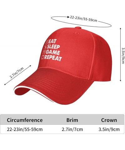 Eat Sleep Game Repeat Baseball Cap for Men Women Trucker Hat Adjustable Sports Hats Casual Caps Red $8.88 Baseball Caps