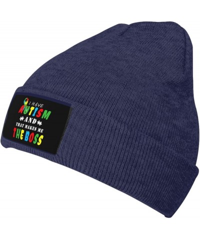 Knitted Hat Men Women Winter Hats Warm Soft Cute Plain Skull Beanie Cap for Outdoor Navy Blue $8.61 Skullies & Beanies