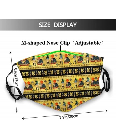 Ancient Egyptian Pattern Face Mask Reusable Ear-Loops Fabric Balaclava Bandana with 2pcs Filters for Men Women Teens Egyptian...