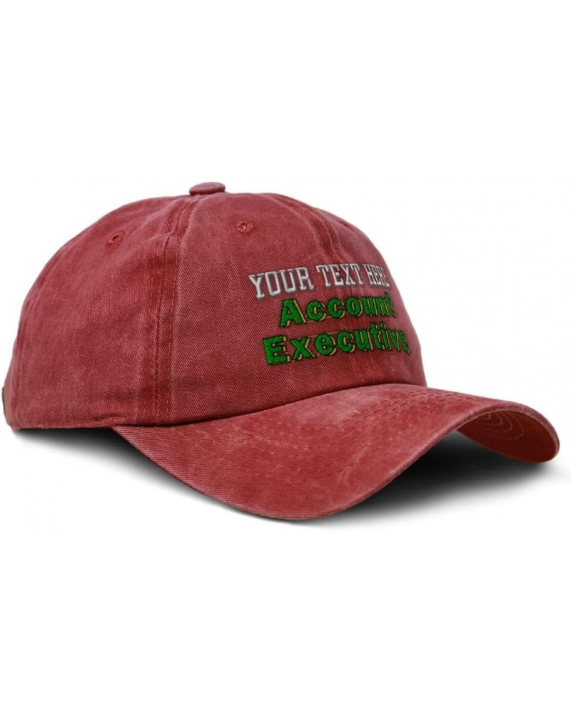 Soft Washed Baseball Cap Account Executive Cotton Dad Hats for Men & Women Red Personalized Text Here $16.81 Baseball Caps