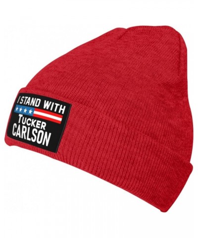 I Stands with Tucker Carlson Warm Knit Hat Cap Fashion for Men Women Red $14.36 Skullies & Beanies