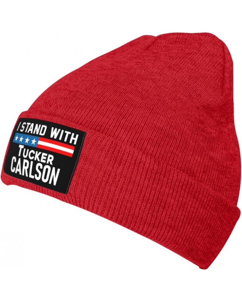 I Stands with Tucker Carlson Warm Knit Hat Cap Fashion for Men Women Red $14.36 Skullies & Beanies