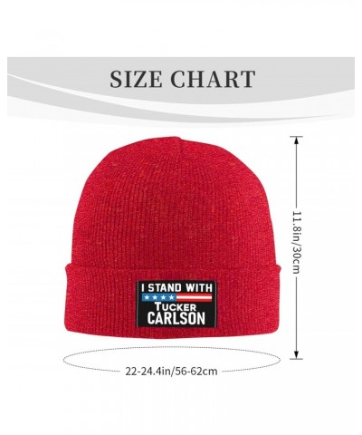 I Stands with Tucker Carlson Warm Knit Hat Cap Fashion for Men Women Red $14.36 Skullies & Beanies