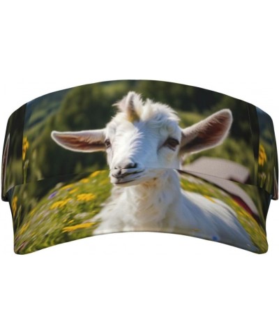 Goat Print Sport Sun Visor Hats Adjustable Empty Top Baseball Cap Women and Men Sun Visor Hat Black $9.53 Visors