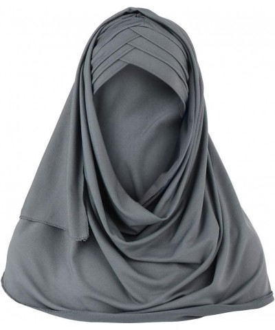 Women Scarf Hat Wrap Muslim Shawl Cap Turban Ruffle Baseball Caps Cable Guy Hat Grey $8.56 Skullies & Beanies