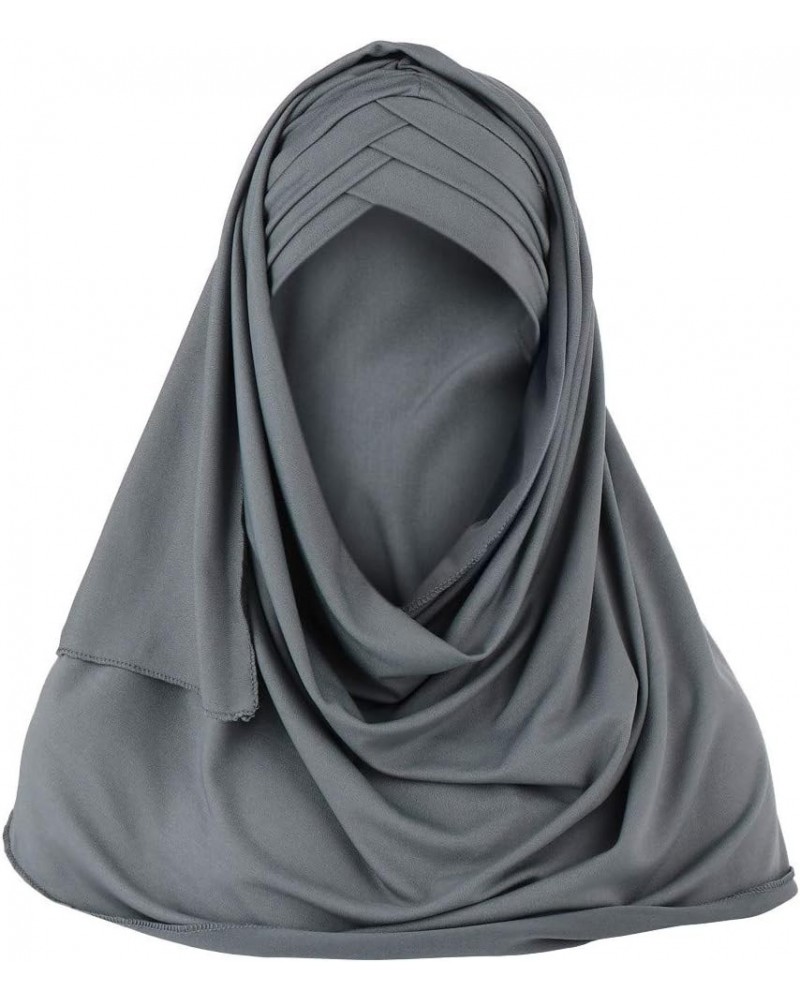 Women Scarf Hat Wrap Muslim Shawl Cap Turban Ruffle Baseball Caps Cable Guy Hat Grey $8.56 Skullies & Beanies