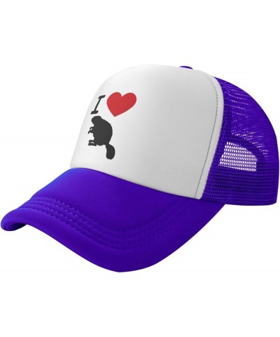 Love Beaver Heart Hat Mesh Cap for Men Women, Adjustable Trucker Hat Baseball Cap Purple $9.07 Baseball Caps