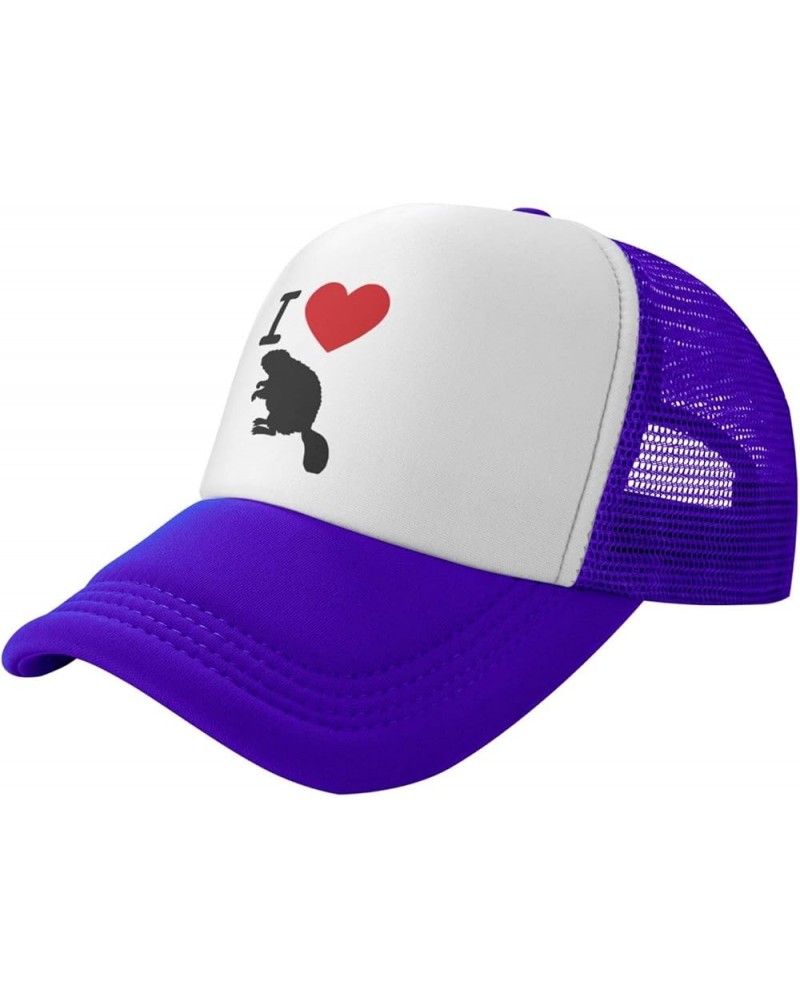 Love Beaver Heart Hat Mesh Cap for Men Women, Adjustable Trucker Hat Baseball Cap Purple $9.07 Baseball Caps