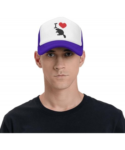 Love Beaver Heart Hat Mesh Cap for Men Women, Adjustable Trucker Hat Baseball Cap Purple $9.07 Baseball Caps