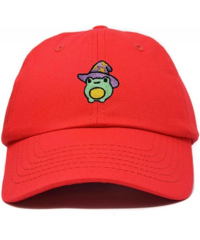 Sorcerer Frog Embroidered Cap Cotton Baseball Cute Cool Dad Hat Womens Red $13.20 Baseball Caps