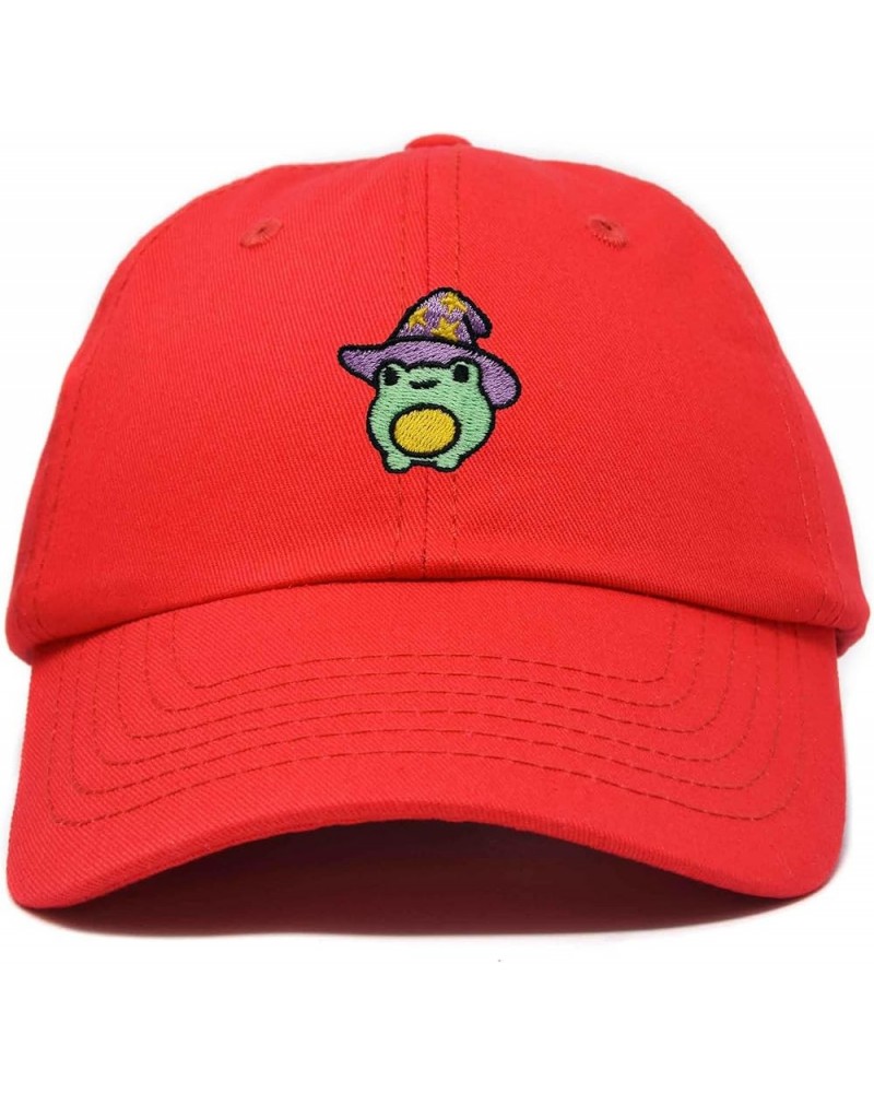 Sorcerer Frog Embroidered Cap Cotton Baseball Cute Cool Dad Hat Womens Red $13.20 Baseball Caps