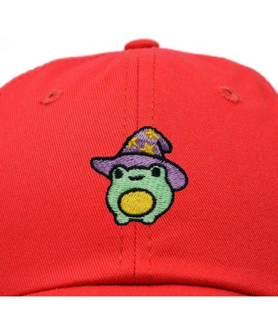 Sorcerer Frog Embroidered Cap Cotton Baseball Cute Cool Dad Hat Womens Red $13.20 Baseball Caps