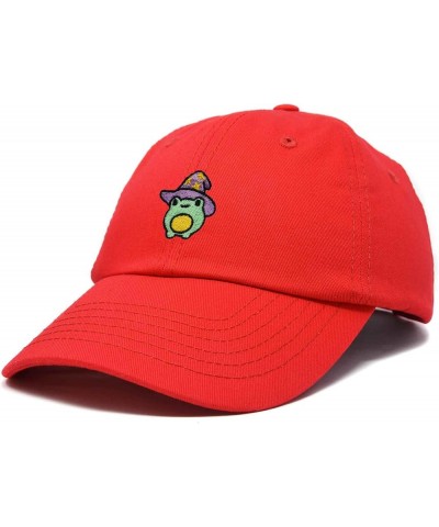 Sorcerer Frog Embroidered Cap Cotton Baseball Cute Cool Dad Hat Womens Red $13.20 Baseball Caps