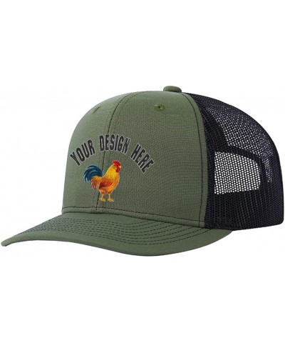 Custom Colorful Rooster 112 Trucker Hat Embroidered Western Farm Rooster G Design Your Farm Name Snaps Mesh Baseball Cap Army...