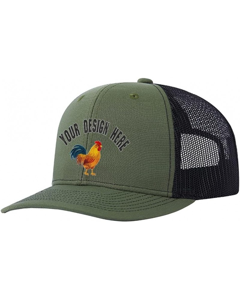 Custom Colorful Rooster 112 Trucker Hat Embroidered Western Farm Rooster G Design Your Farm Name Snaps Mesh Baseball Cap Army...