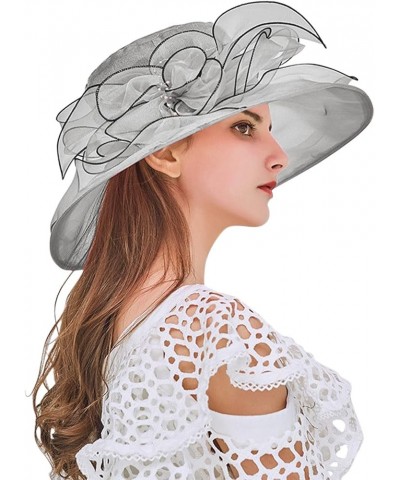 Womens Summer Dress Hat Wide Leaf Flower Bridal Shower Hat Sun Hats Beach Hat Bag Women Beach Grey-3 $10.71 Sun Hats