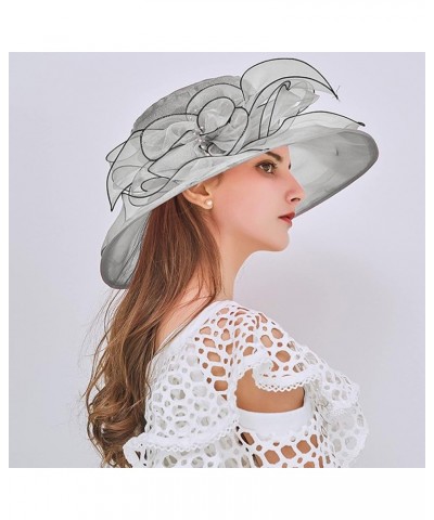 Womens Summer Dress Hat Wide Leaf Flower Bridal Shower Hat Sun Hats Beach Hat Bag Women Beach Grey-3 $10.71 Sun Hats