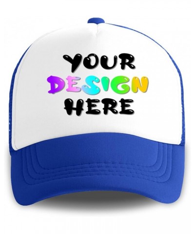 Custom Hat Design Your Own Custom Logo Hat Adjustable Baseball Caps for Men Basic Custom Trucker Hats Unisex Aldult Blue - 3 ...