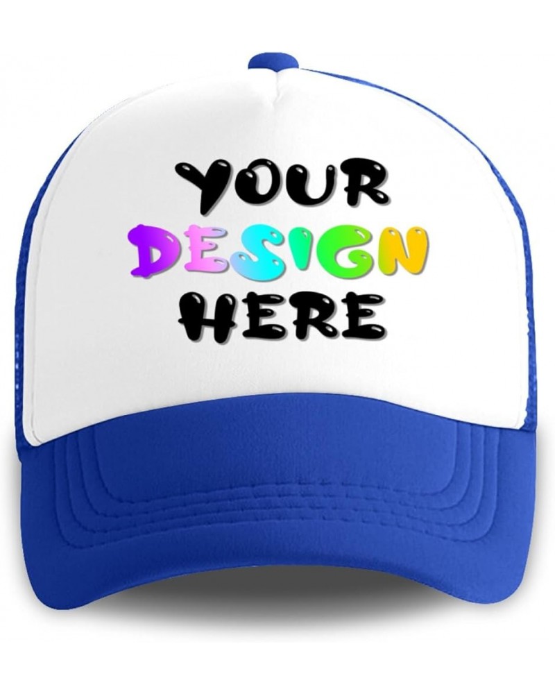 Custom Hat Design Your Own Custom Logo Hat Adjustable Baseball Caps for Men Basic Custom Trucker Hats Unisex Aldult Blue - 3 ...