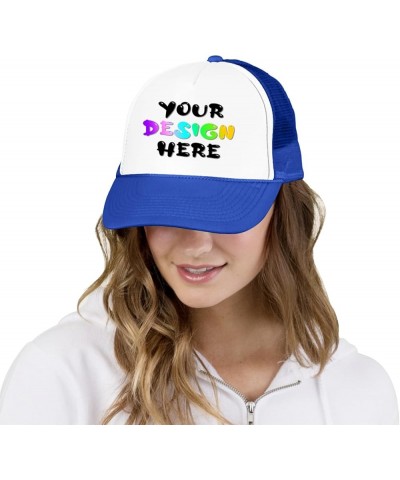 Custom Hat Design Your Own Custom Logo Hat Adjustable Baseball Caps for Men Basic Custom Trucker Hats Unisex Aldult Blue - 3 ...