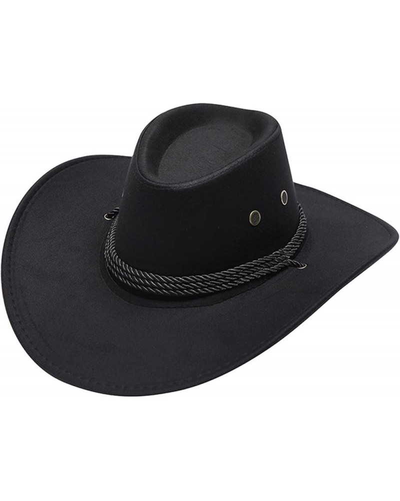 Adult Casual Solid Summer Western Fashion Cowboy Sun Hat Wide Brim Travel Sun Cap Cowboy Hat 7 1/4 Black 1 $14.47 Fedoras