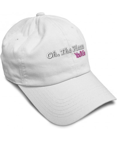 Soft Baseball Cap Oh The Places You'll Go Cotton Dad Hats for Men & Women White $14.00 Baseball Caps