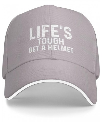 Life's Tough Get A Helmet Hat for Men Baseball Hat Cool Hat Gray $10.09 Baseball Caps