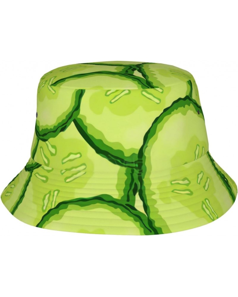 Cucumber Pattern Bucket Hats for Women Men Packable Fisherman Summer Beach Sun Cap Hat Black $12.74 Bucket Hats