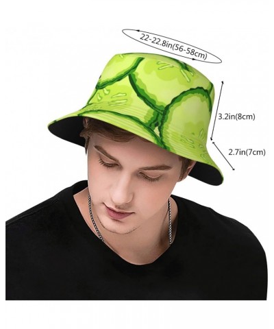 Cucumber Pattern Bucket Hats for Women Men Packable Fisherman Summer Beach Sun Cap Hat Black $12.74 Bucket Hats