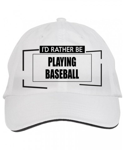 I'd Rather BE Playing Baseball Hat Adjustable Cap, DesX2 White $11.38 Baseball Caps