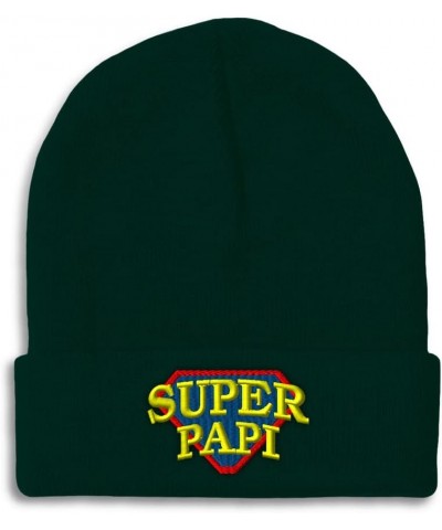 Custom Beanies for Men Super Papi Embroidery Letters Winter Hats for Women Acrylic Skull Cap 1 Size Forest Green Design Only ...