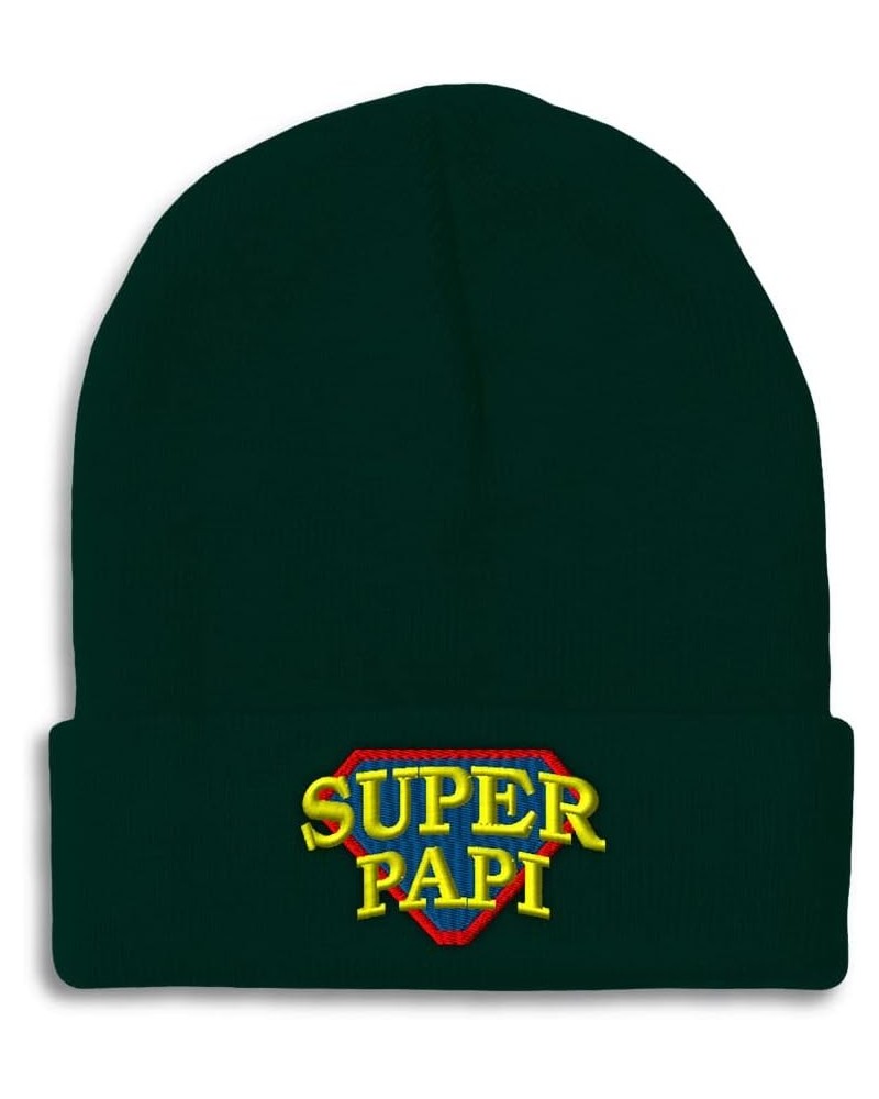 Custom Beanies for Men Super Papi Embroidery Letters Winter Hats for Women Acrylic Skull Cap 1 Size Forest Green Design Only ...