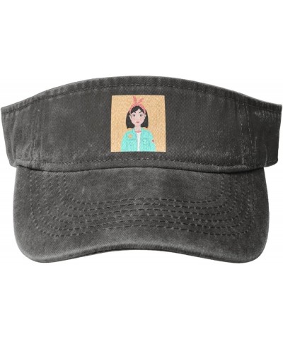 Seamless Pattern of A Girl's Portrait Sun Visor Hats for Women Men Adjustable Sports Sun Hats Golf Cap Deep Heather $12.07 Vi...