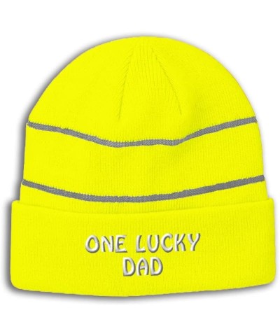 CustomReflective Beanie 1 Lucky Dad Blessed Family B Dad High Visibility Running Gear for Men & Women 1 Size Neon Yellow Desi...