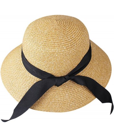 Summer Hat for Women Beach Sun Hat Straw Hat Panama Fedora Cap Wide Brim UV Protection Summer Cap (Color : Pure Beige, Size :...