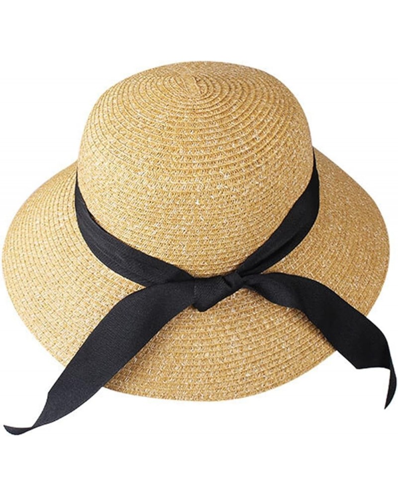 Summer Hat for Women Beach Sun Hat Straw Hat Panama Fedora Cap Wide Brim UV Protection Summer Cap (Color : Pure Beige, Size :...