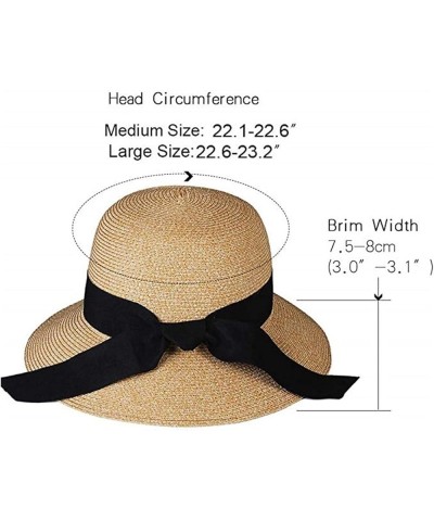 Summer Hat for Women Beach Sun Hat Straw Hat Panama Fedora Cap Wide Brim UV Protection Summer Cap (Color : Pure Beige, Size :...