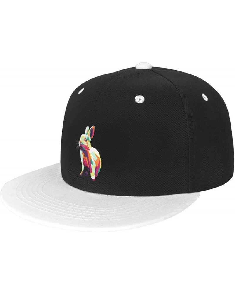 Colorful Rabbits Baseball Cap for Men Women Snapback Hat Adjustable Flat Bill Hats White $10.38 Baseball Caps