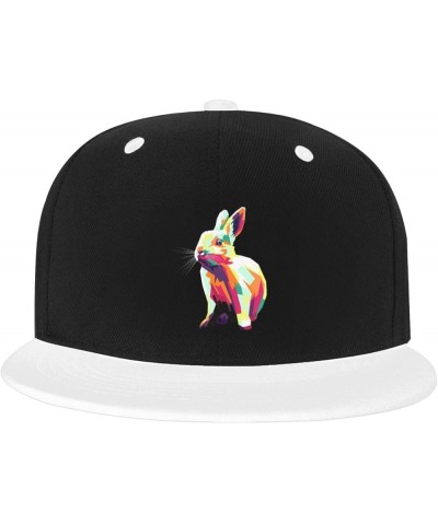 Colorful Rabbits Baseball Cap for Men Women Snapback Hat Adjustable Flat Bill Hats White $10.38 Baseball Caps