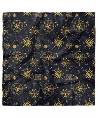 Compass Head Scarf, Stars Dashed Lines Shapes, Hair Wrap Night Blue Yellow $17.97 Scarves