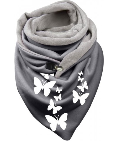 Women Chiffon Scarf Print Cotton Winter Warm Button Up Scarf Bag Scarf B $11.27 Scarves