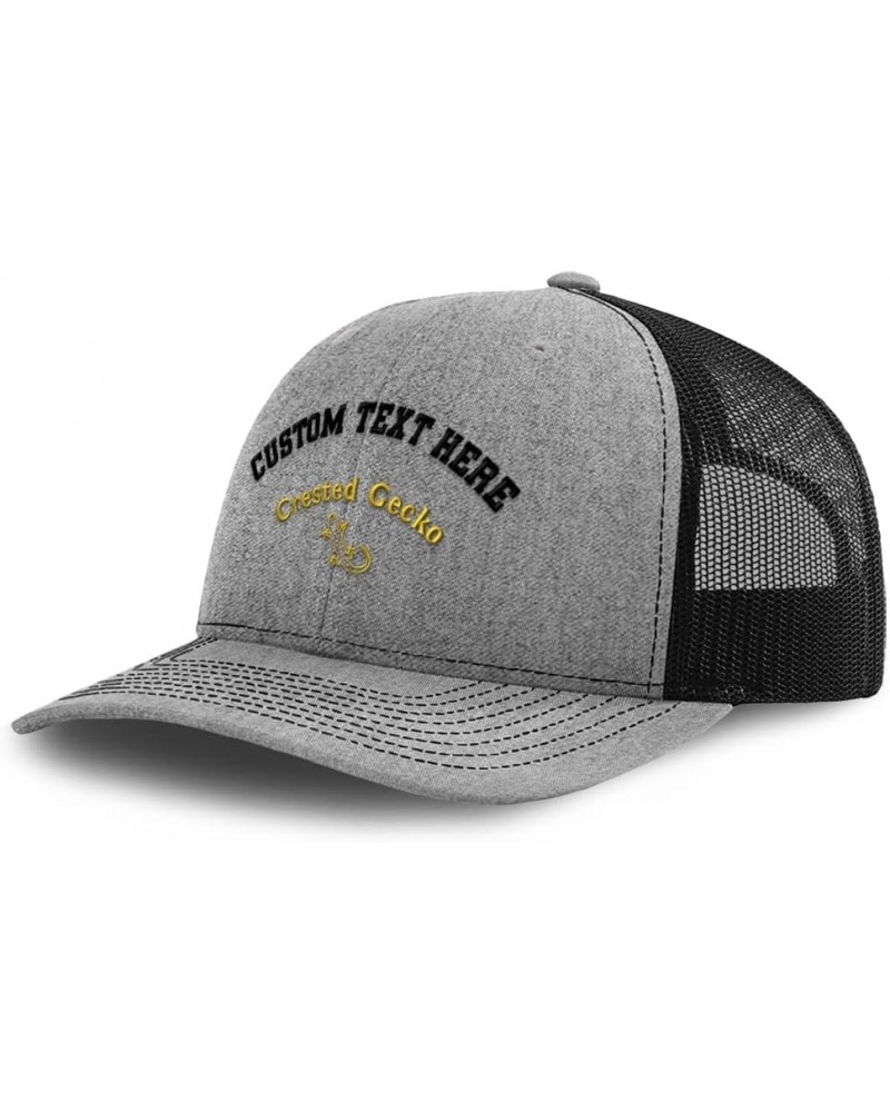 Custom Custom Trucker Hat Baseball Cap Crested Gecko Reptile Cotton Nature Dad Hats for Men & Women Heather Gray Black Person...