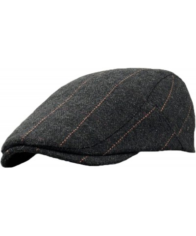 British Mens Newsboy Flat Hats Vintage Adjustable Striped Plaid Beret Hat Cabbie Duckbill Cap Boyfriend Gifts Black $14.45 Ne...