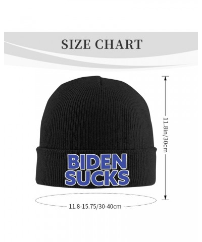 Biden Sucks Knit Hats Winter Warm Chunky Beanie Hat for Men Women Black $14.57 Skullies & Beanies