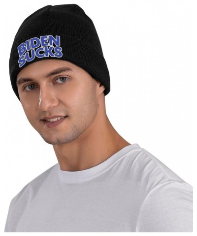 Biden Sucks Knit Hats Winter Warm Chunky Beanie Hat for Men Women Black $14.57 Skullies & Beanies