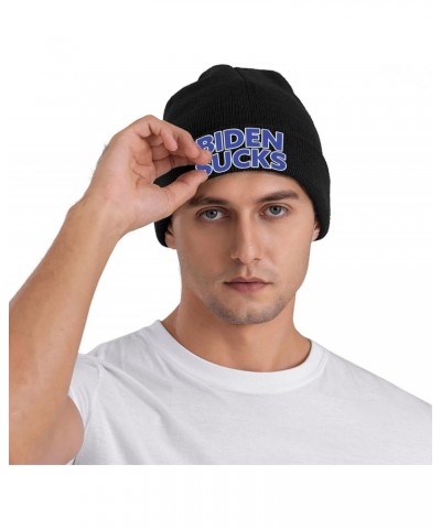 Biden Sucks Knit Hats Winter Warm Chunky Beanie Hat for Men Women Black $14.57 Skullies & Beanies