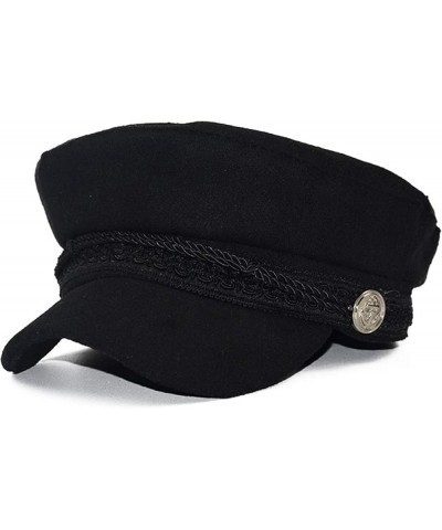 British Newspaper Spring Fashion Women's Wool Octagonal Hat Warm Visor Black One Size $14.49 Berets