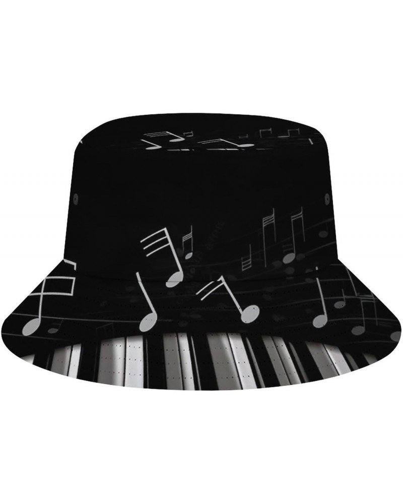 Bucket Hat for Women Beach Fisherman Hats Black White Musical Note Outdoor Fisherman Cap Beach Fishing Hat $13.11 Bucket Hats