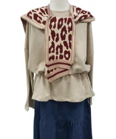 Leopard Color Block Knit Poncho Cape - Women's Blanket Shawl for Spring, Autumn, and Winter Fashion Scarf Wine $13.24 Scarves